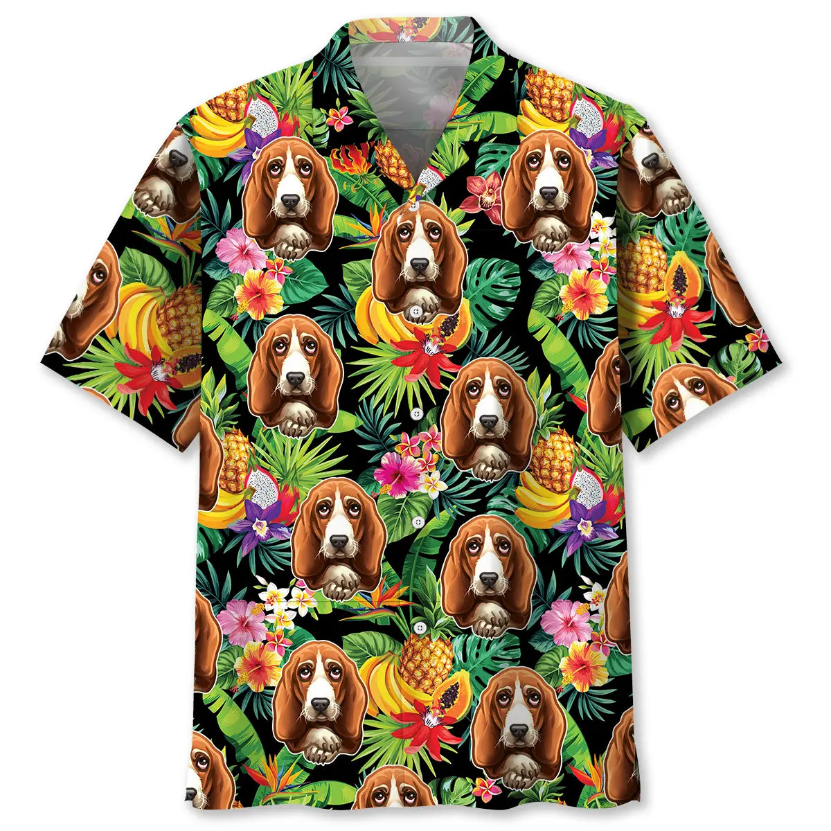 Basset Hound Fruits Hawaiian Shirt For Animal Lovers, Beach Travel, And Casual Summer Style