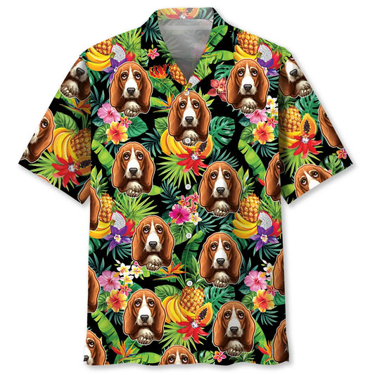 Basset Hound Fruits Hawaiian Shirt For Animal Lovers, Beach Travel, And Casual Summer Style