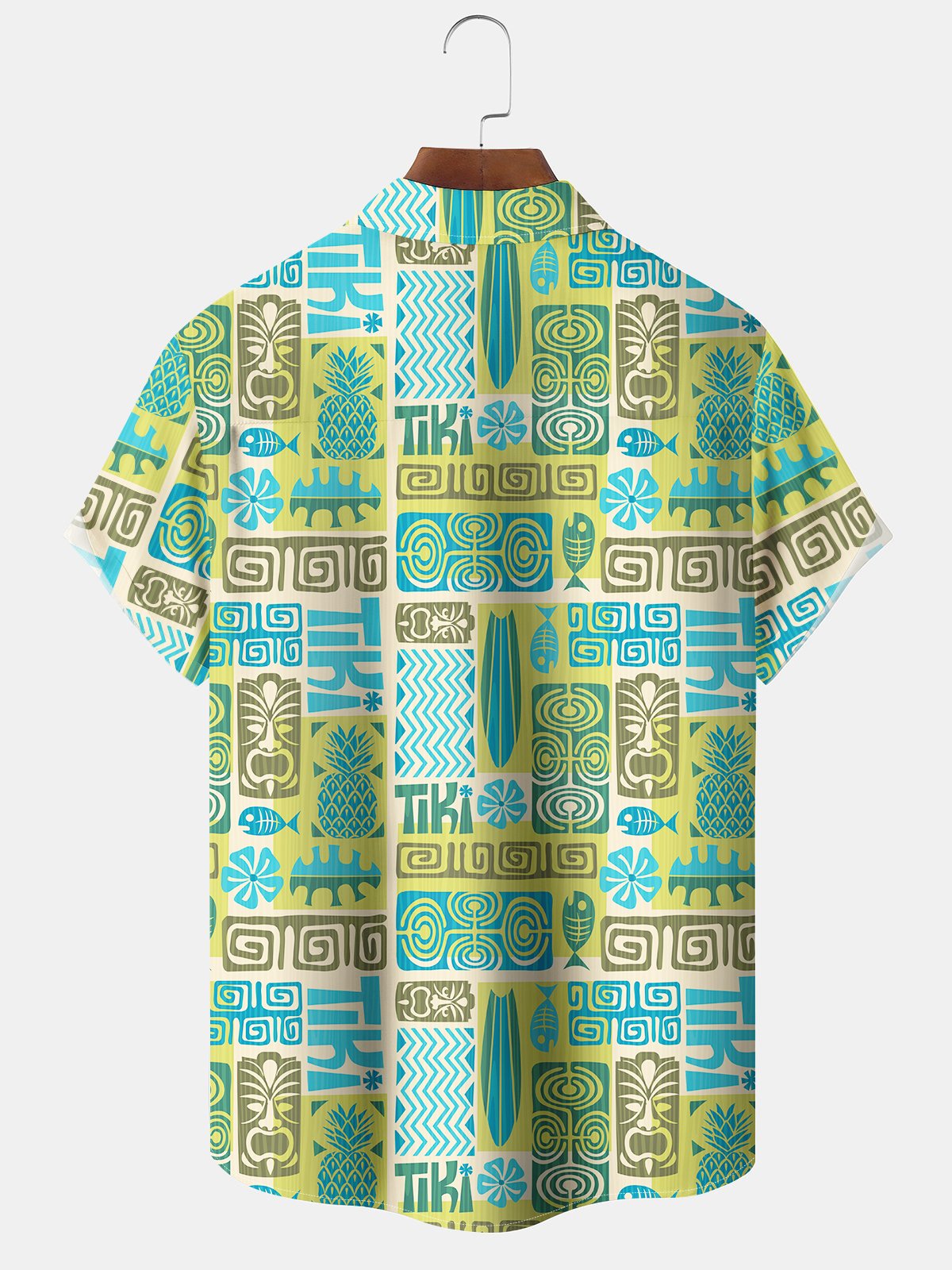Vintage Island Beach Hawaii Tiki Coconut Tree Vacation Hawaiian Shirt For Summer Vacation, Beach Travel, And Casual Wear