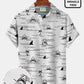 Beach Holiday White Shirts Cartoon Shark Coconut Tree Hawaiian Shirt For Summer Vacation, Beach Travel, And Casual Wear
