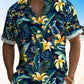 Floral Tropical Beach Vacation Hawaii Lily Leaf Hawaiian Shirt For Summer Vacation, Beach Travel, And Casual Wear
