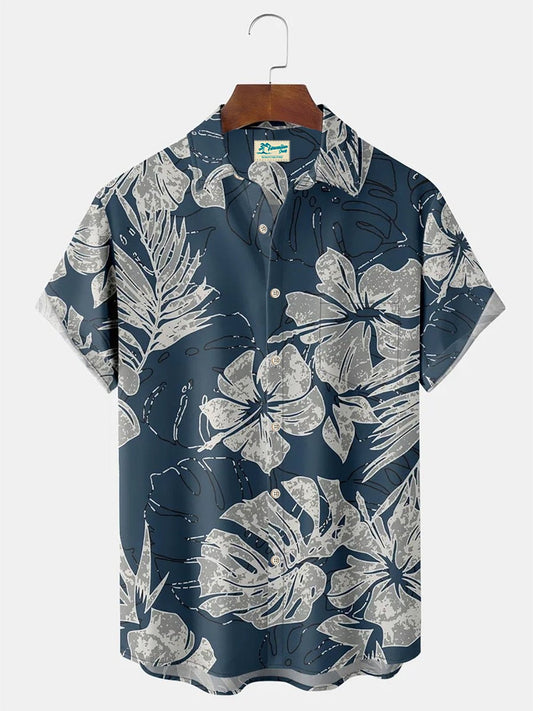 Vintage Tropical Island Beach Vacation Shirts Leaves Hawaiian Shirt For Summer Vacation, Beach Travel, And Casual Wear