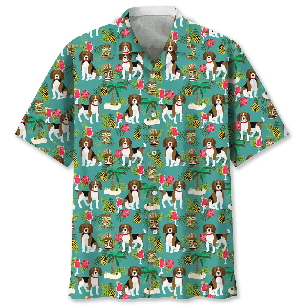 Beagle Beach Hawaiian Shirt For Coastal Travel, Casual Events, And Comfortable Summer Wear