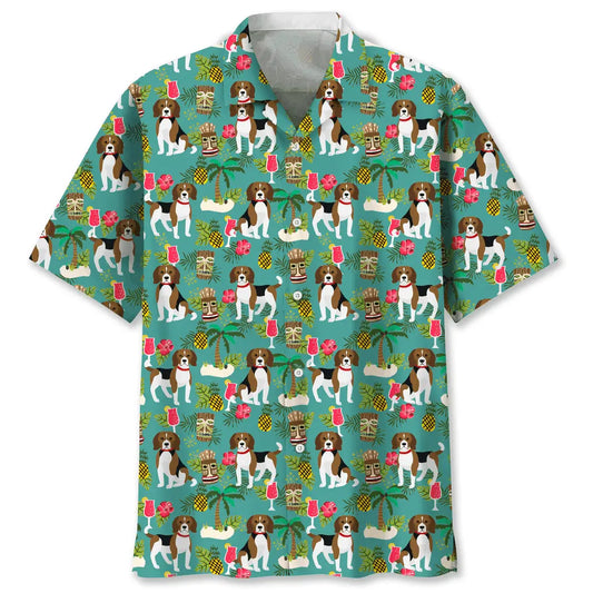 Beagle Beach Hawaiian Shirt For Coastal Travel, Casual Events, And Comfortable Summer Wear