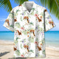 Floral Tropical Beagle Hawaiian Shirt For Resort Trips, Coastal Parties, And Warm Weather Style