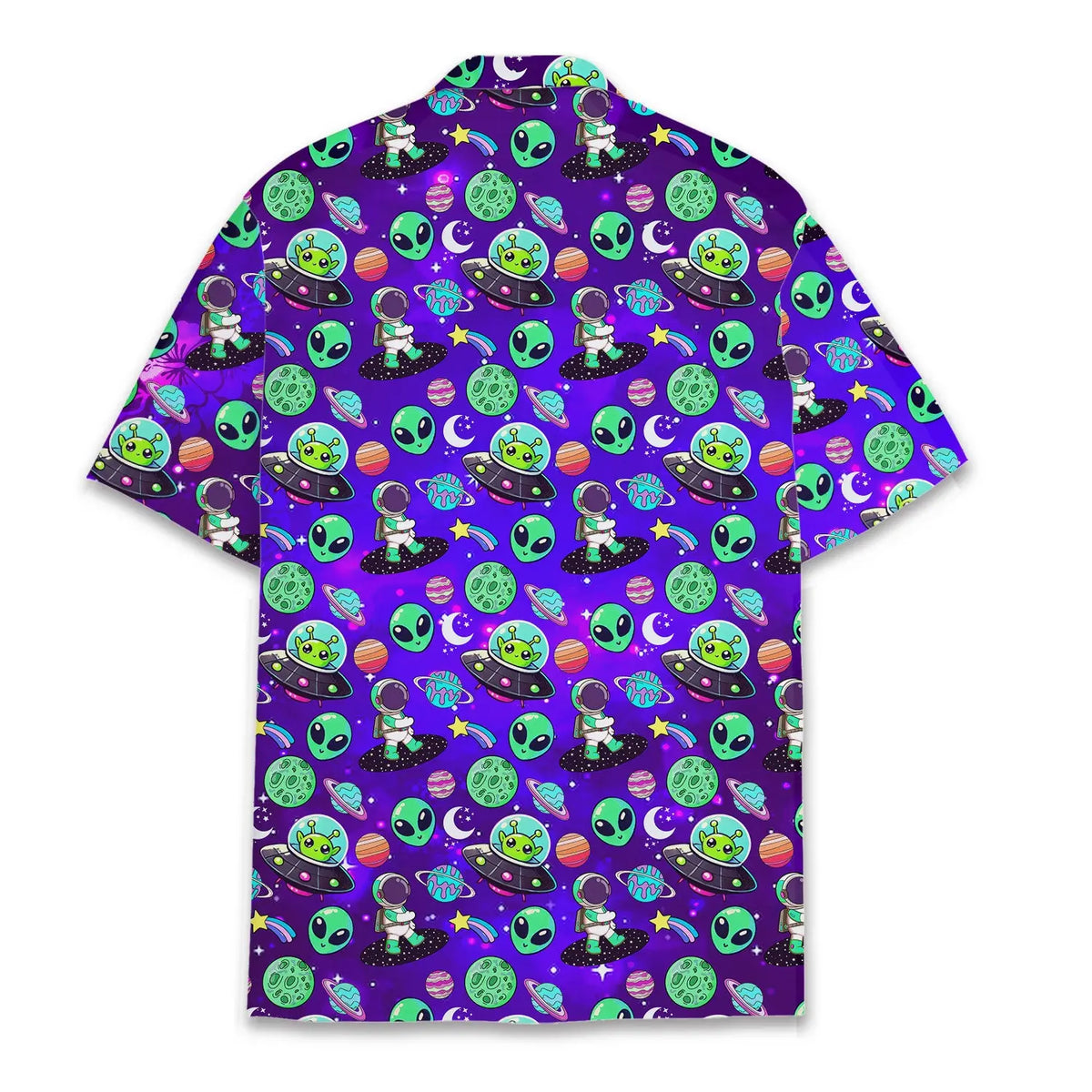 Galaxy Island Alien Aloha Hawaiian Shirt For Coastal Travel, Casual Events, And Comfortable Summer Wear