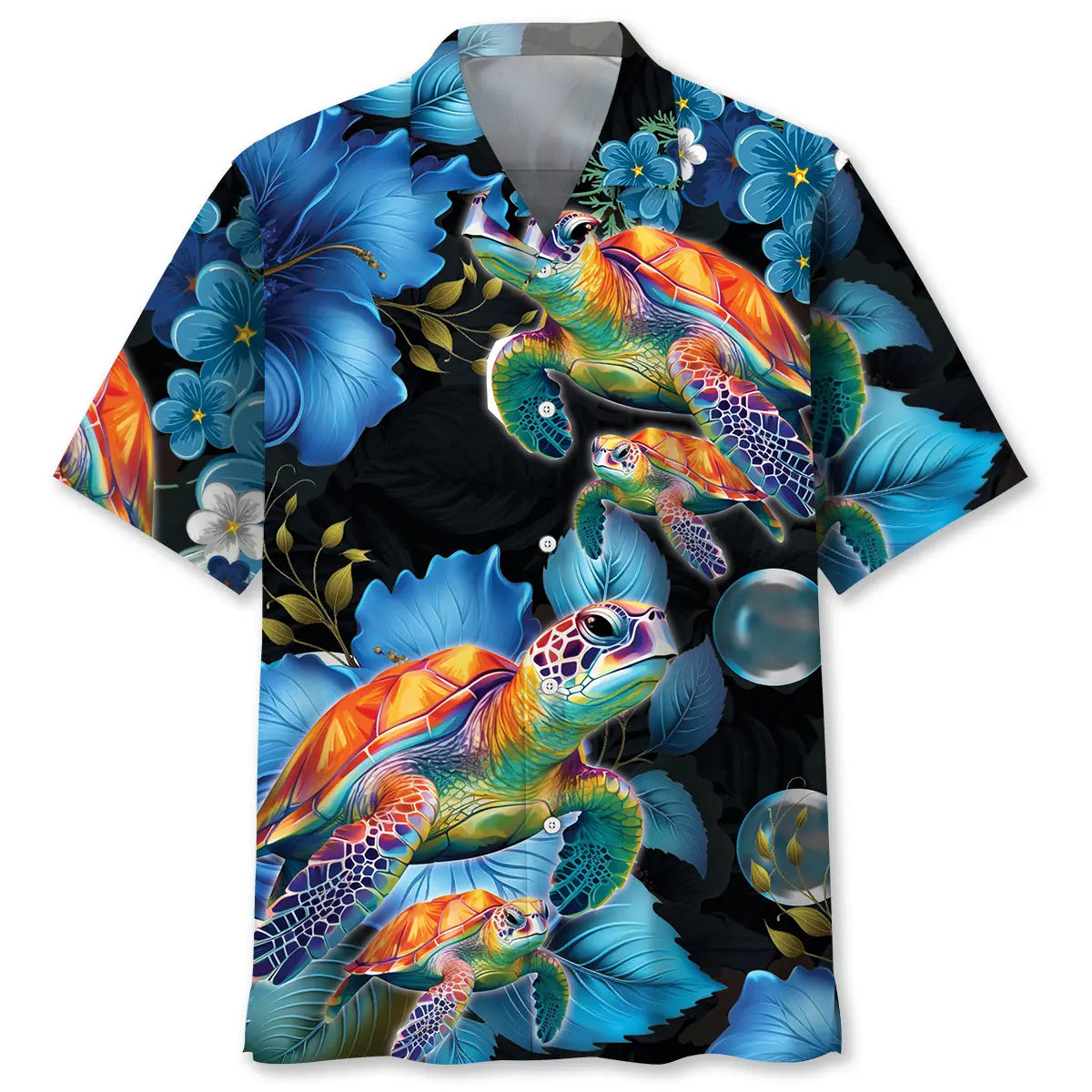 Beautiful Turtle Flower Hawaiian Shirt For Summer Road Trip And Vacation Outfit