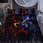 Red And Blue Dragon And Wolf Fantasy Bedding Cover For Fantasy Bedroom Decor