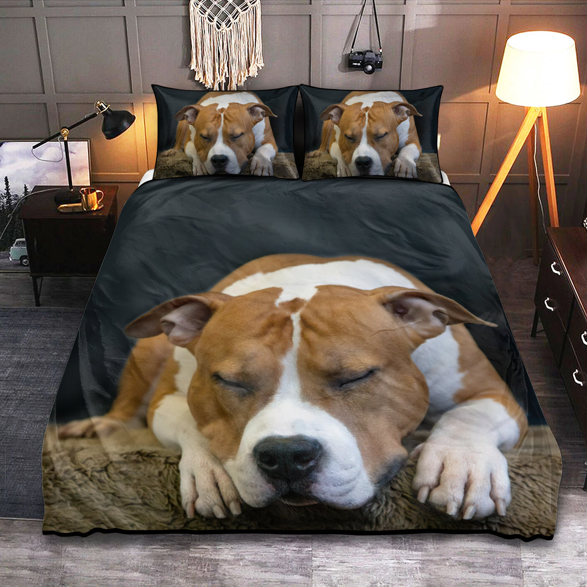 Dog Goodnight Staffordshire Sleeping Bedding Cover For Pet Lover Bedroom Decor