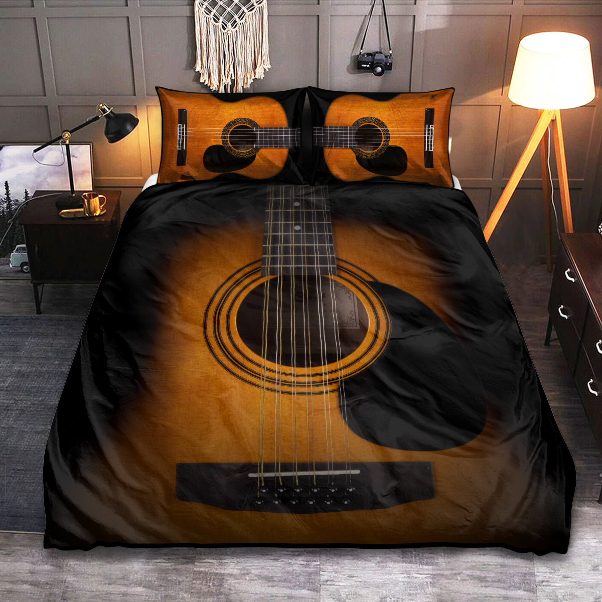 Guitar Music Is Life Bedding Cover For Boho Bedroom Decor