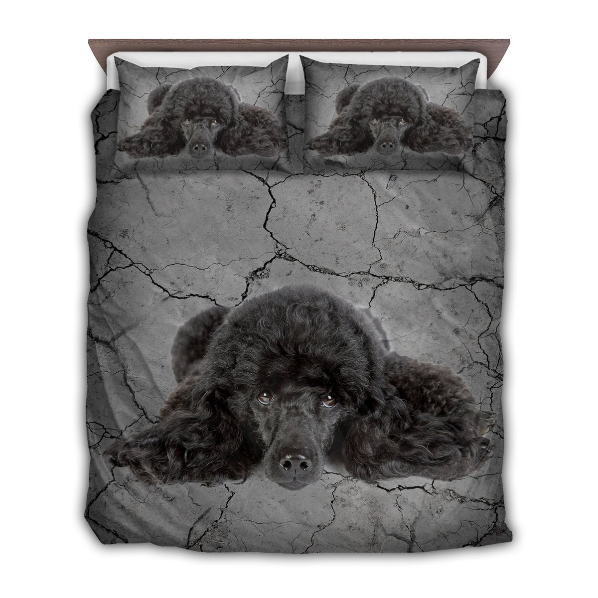 Poodle Dog Goodnight Dark Bedding Cover For Pet Lover Bedroom Decor
