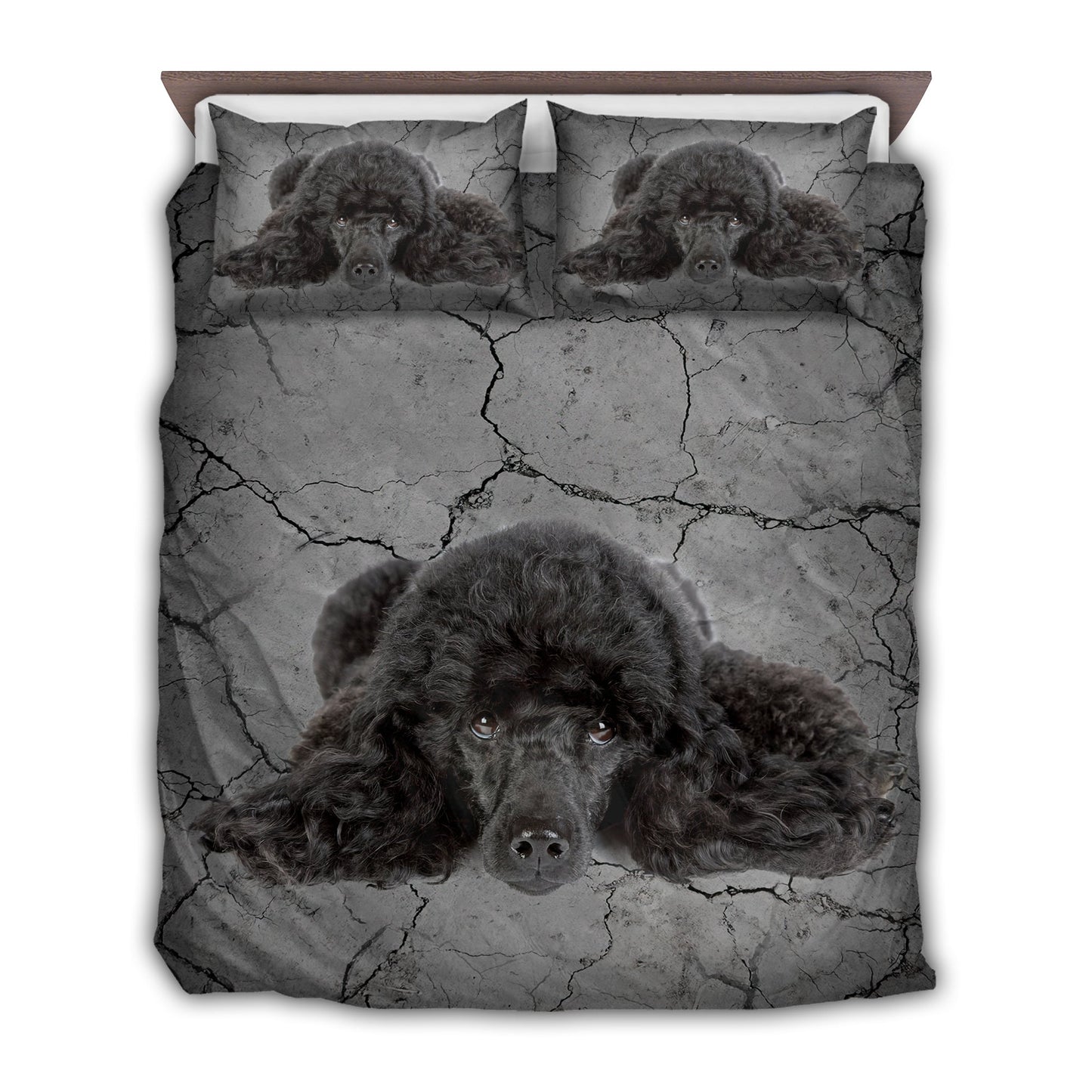 Poodle Dog Goodnight Dark Bedding Cover For Pet Lover Bedroom Decor