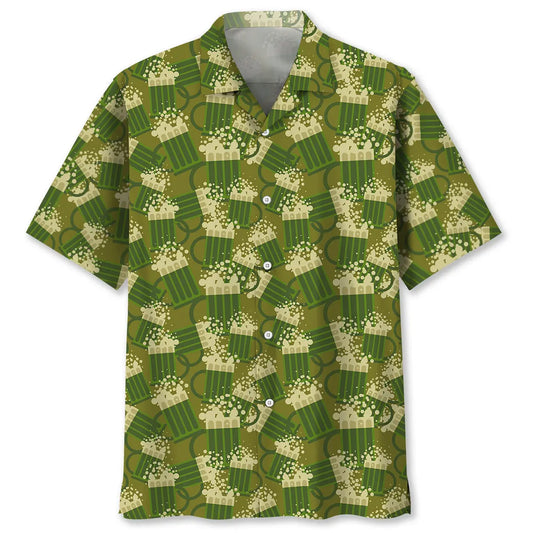 Beer Green Irish Saint Patrick's Day Hawaiian Shirt For Tropical Holidays, Outdoor Gatherings, And Everyday Comfort
