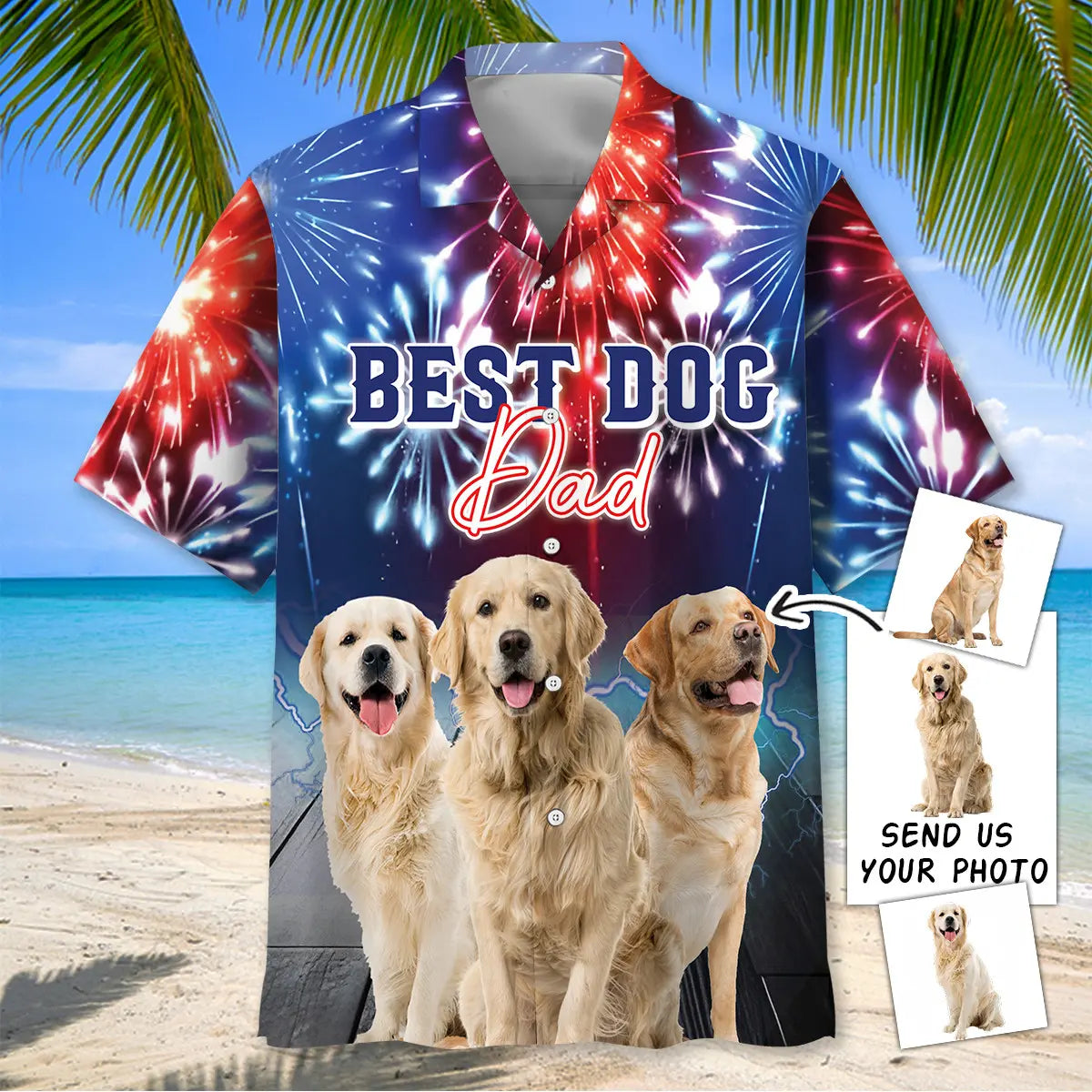 Dog Dad Personalized Photo Hawaiian Shirt For Summer Vacation, Beach Travel, And Casual Wear