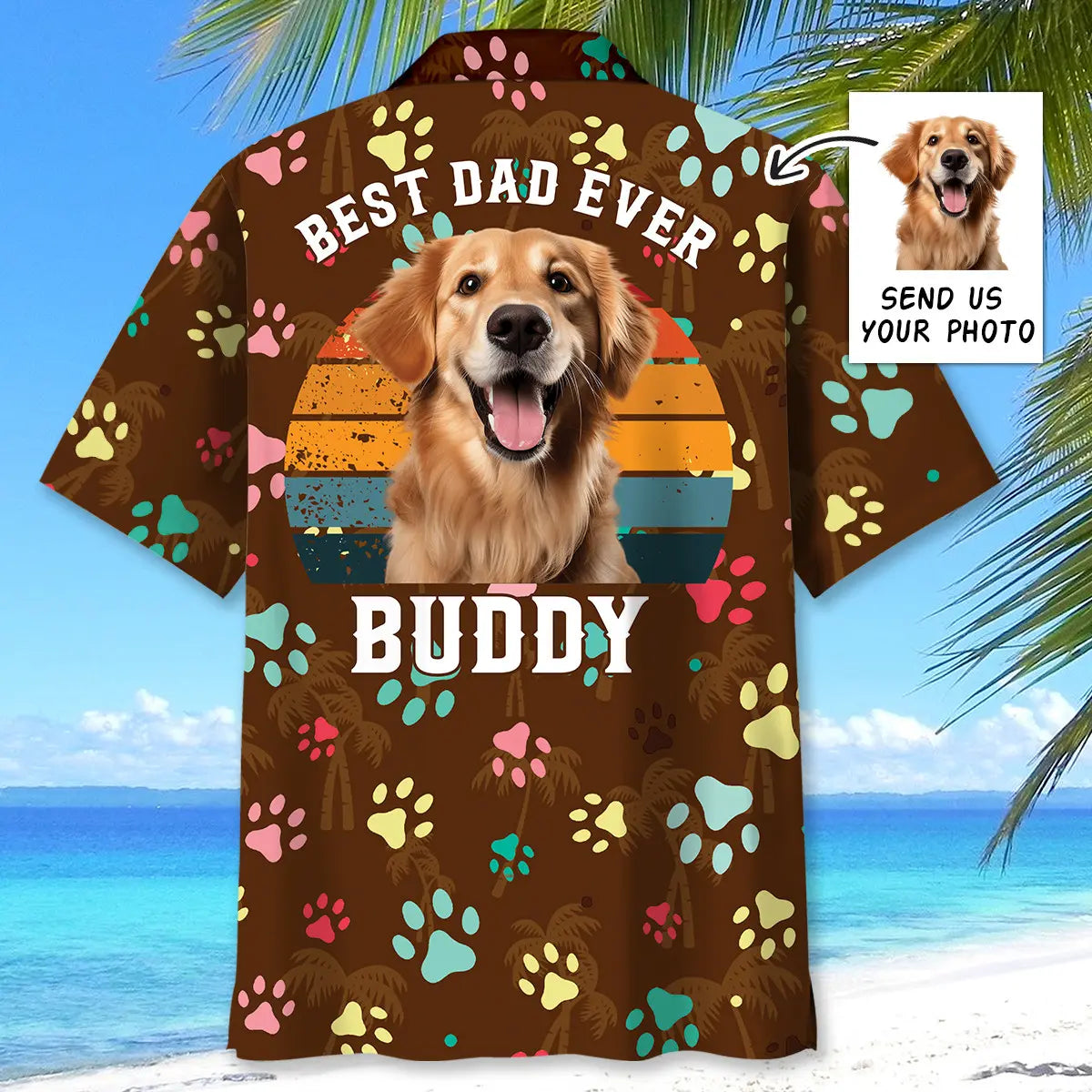 Dog Dad Custom Personalized Photo Hawaiian Shirt For Nature Fans, Resort Trips, And Comfortable Warm Weather Wear