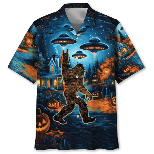 Halloween Bigfoot Chill Hawaiian Shirt For Tropical Holidays, Outdoor Gatherings, And Everyday Comfort