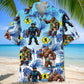 Bigfoot Crossing Hawaiian Shirt For Summer Vacation, Beach Travel, And Casual Wear