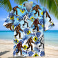 Bigfoot Crossing Road Hawaiian Shirt For Coastal Travel, Casual Events, And Comfortable Summer Wear