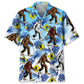 Bigfoot Crossing Road Hawaiian Shirt For Coastal Travel, Casual Events, And Comfortable Summer Wear