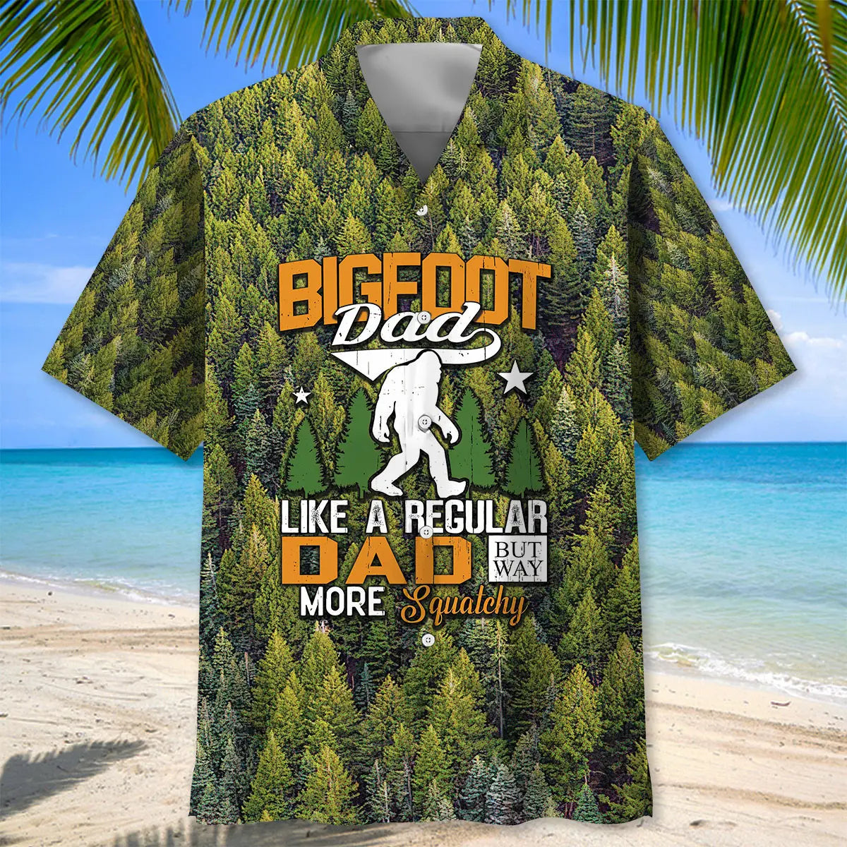 Bigfoot Dad Humor Hawaiian Shirt For Island Vacations, Resort Wear, And Relaxed Seasonal Style