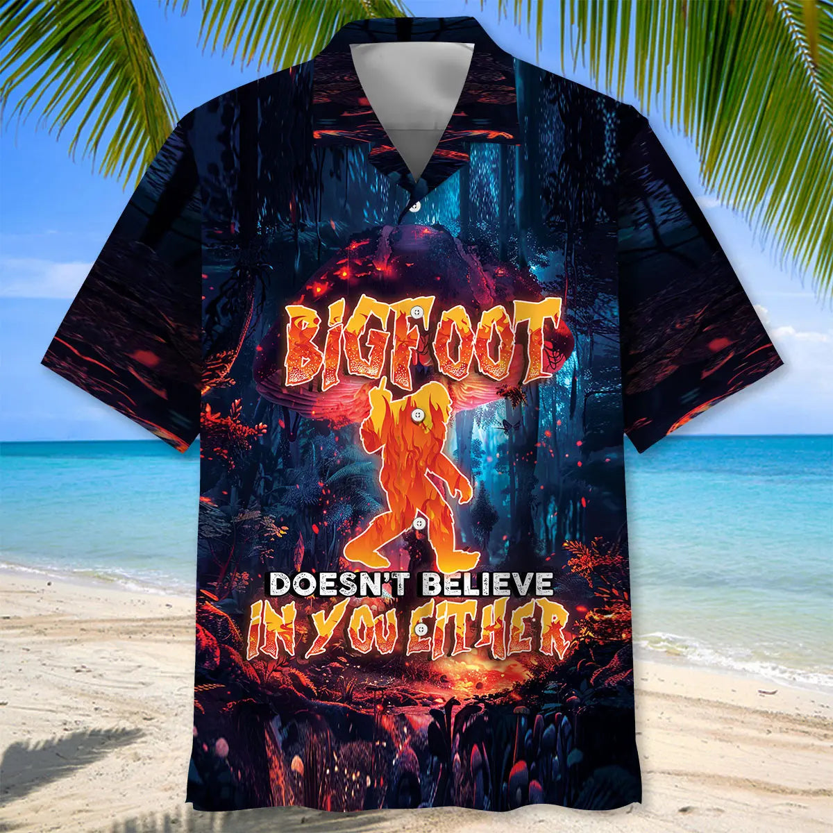 Bigfoot Myth Humor Hawaiian Shirt For Tropical Holidays, Outdoor Gatherings, And Everyday Comfort