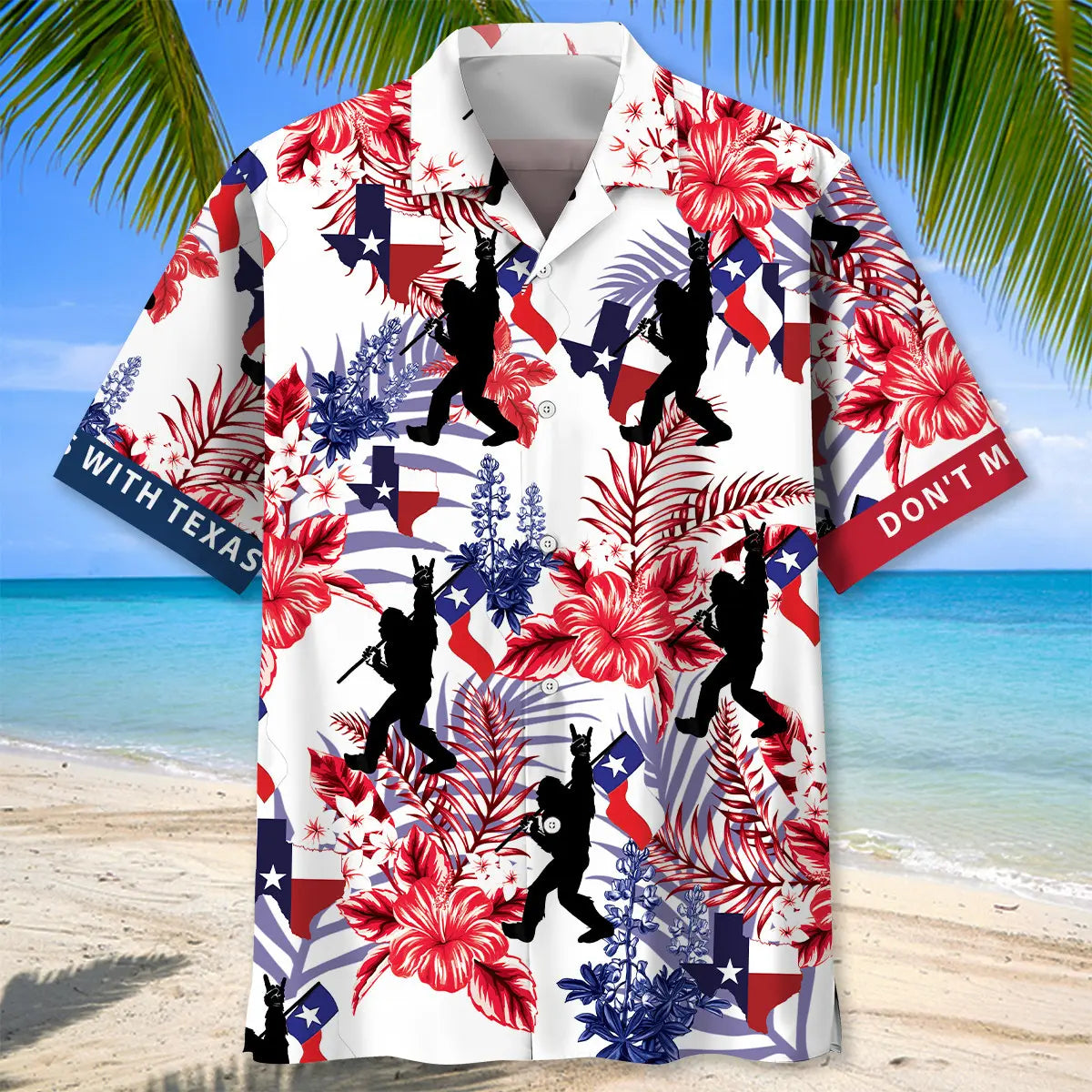 Bigfoot Texas Pride Hawaiian Shirt For Coastal Travel, Casual Events, And Comfortable Summer Wear