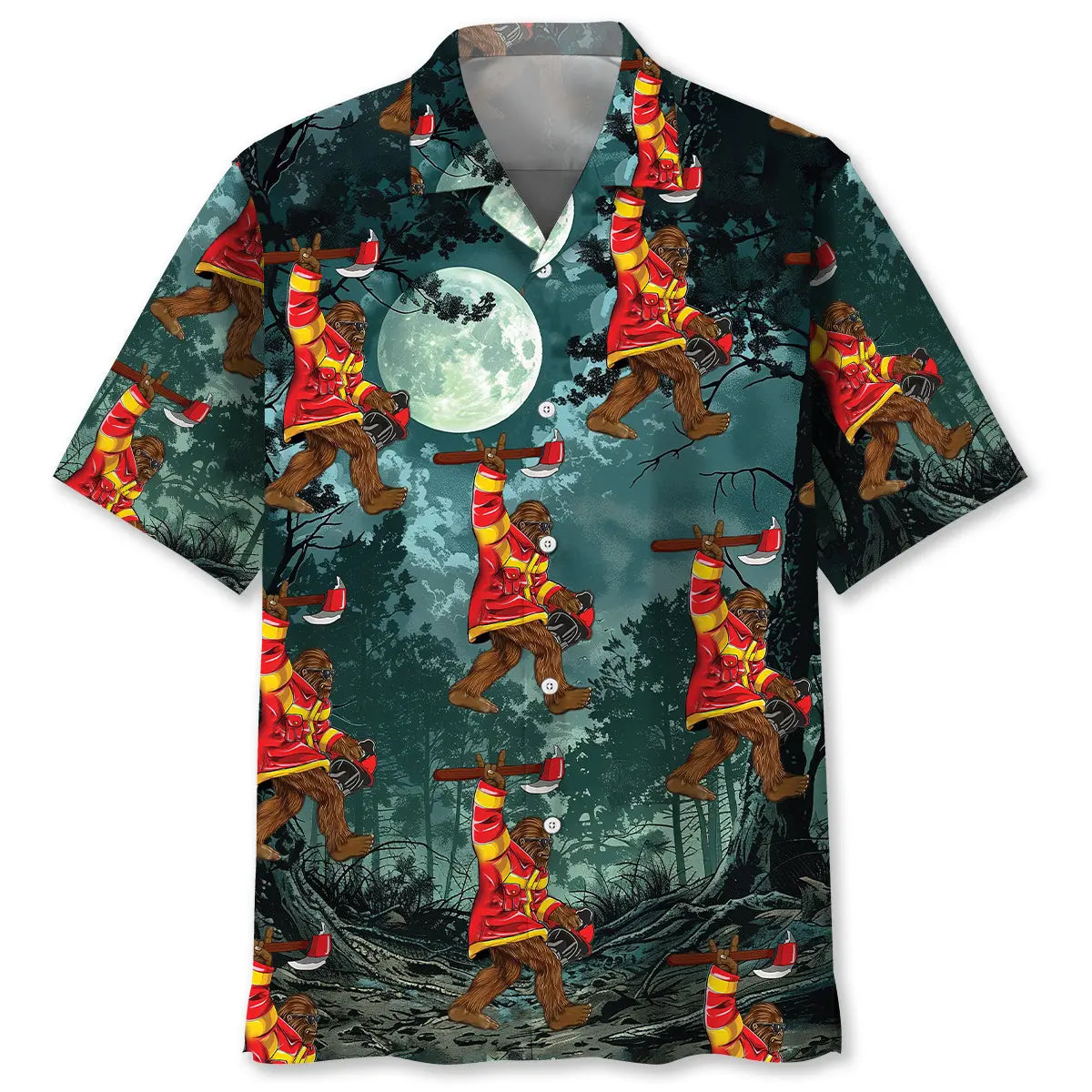 Bigfoot Firefighter Keep The Night Safe Hawaiian Shirt For Beach Travel And Relaxed Summer Style