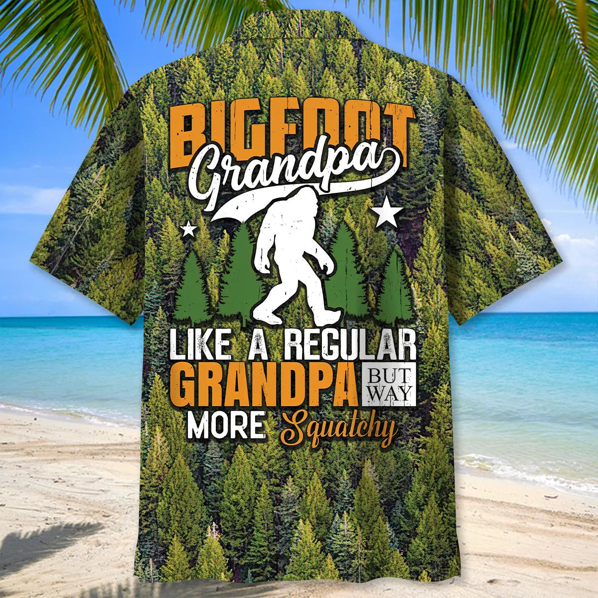 Bigfoot Grandpa Squatchy Hawaiian Shirt For Coastal Travel, Casual Events, And Comfortable Summer Wear