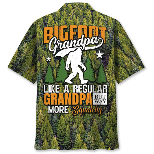 Bigfoot Grandpa Squatchy Hawaiian Shirt For Coastal Travel, Casual Events, And Comfortable Summer Wear