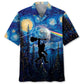 Bigfoot Guitar Starry Sky Hawaiian Shirt For Coastal Travel, Casual Events, And Comfortable Summer Wear