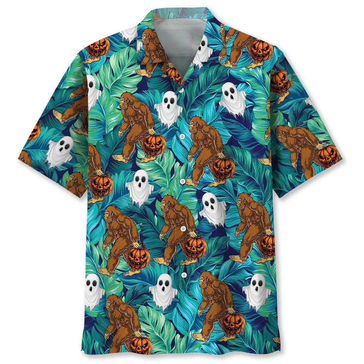Halloween Bigfoot Hawaiian Shirt For Beach Days, Summer Outings, And Thoughtful Gift Giving