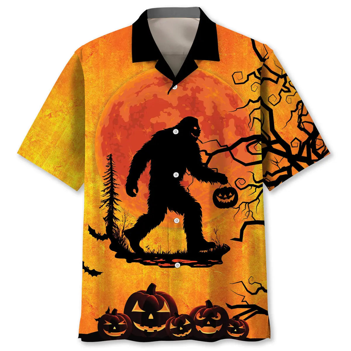 Halloween Bigfoot Hawaiian Shirt For Beach Days, Summer Outings, And Thoughtful Gift Giving