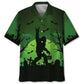 Halloween Bigfoot Green Hawaiian Shirt For Resort Trips, Coastal Parties, And Warm Weather Style