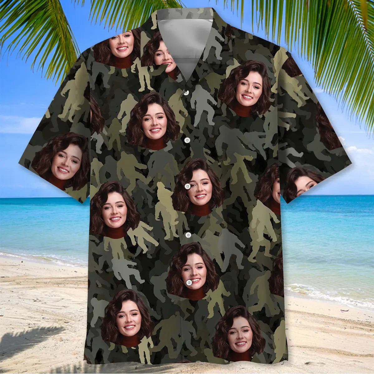 Bigfoot Personalized Photo Friend Face Hawaiian Shirt For Resort Trips, Coastal Parties, And Warm Weather Style