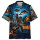 Spooky Bigfoot Hawaiian Shirt For Summer Vacation, Beach Travel, And Casual Wear