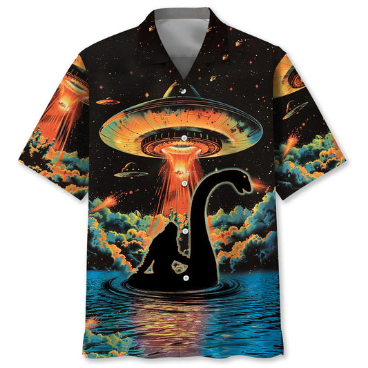 Bigfoot Nessie UFO Hawaiian Shirt For Cruise Journey And Beachside Style