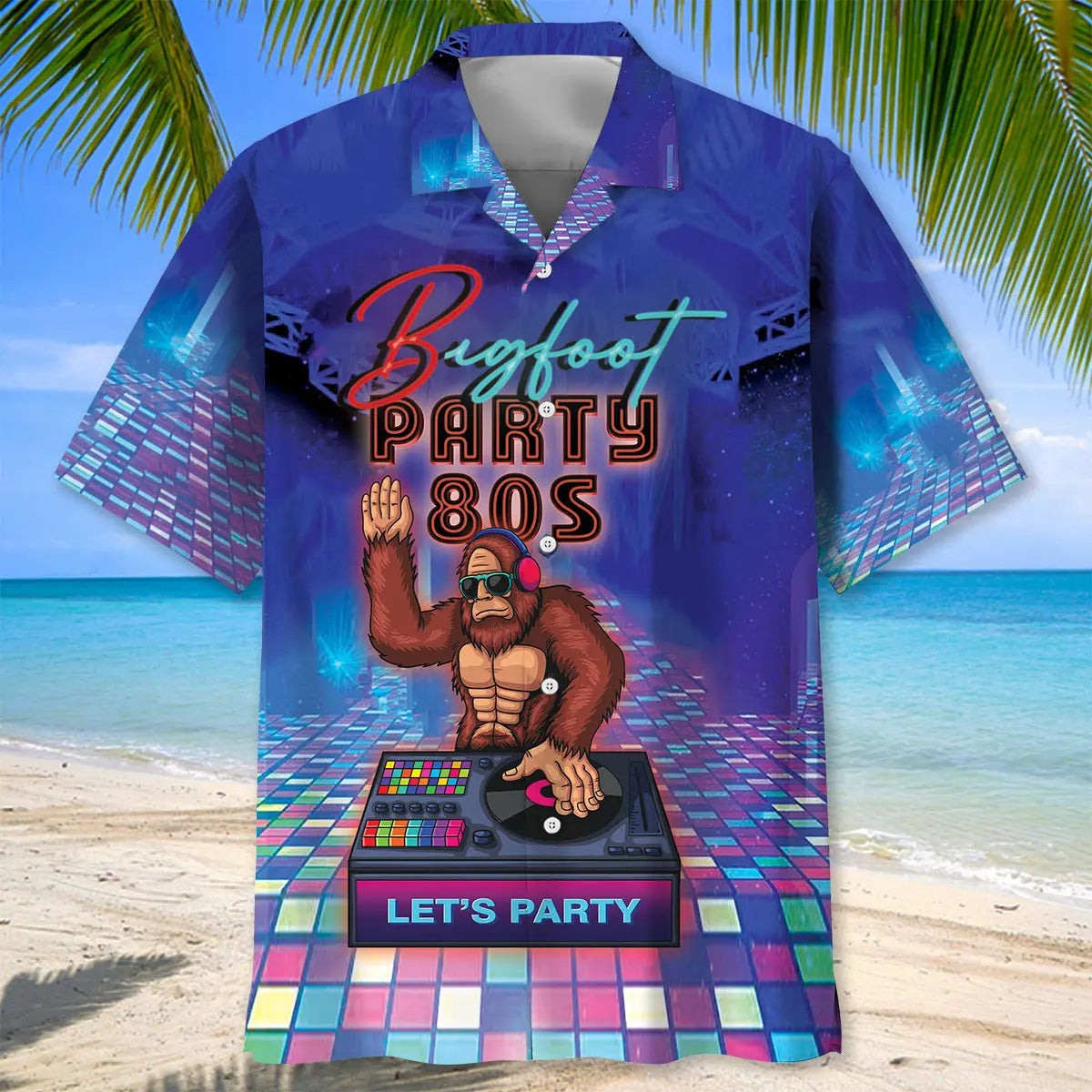 Bigfoot Party 80s Hawaiian Shirt For Resort Trips, Coastal Parties, And Warm Weather Style