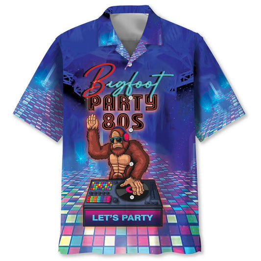 Bigfoot Party 80s Hawaiian Shirt For Resort Trips, Coastal Parties, And Warm Weather Style