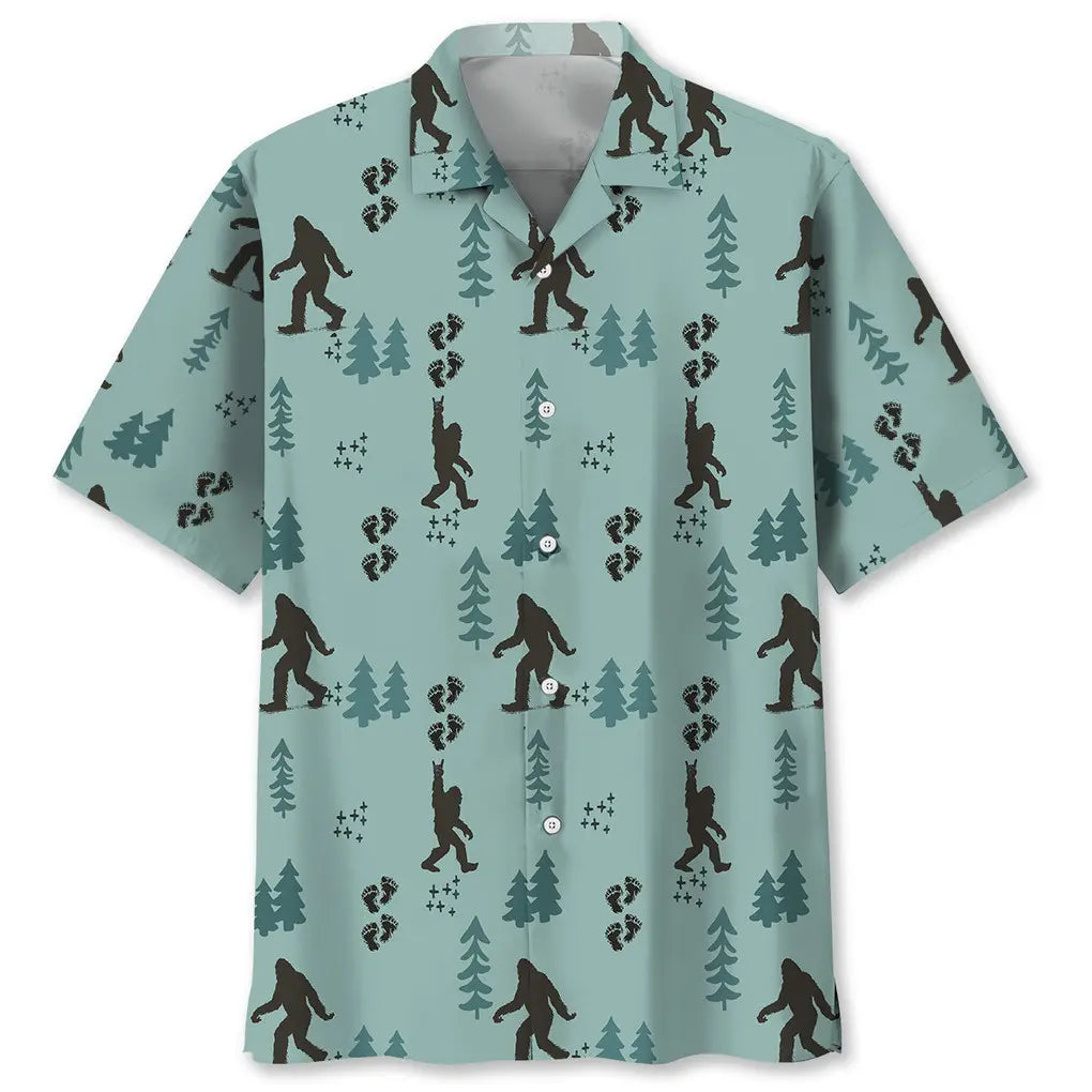 Bigfoot Pine Hawaiian Shirt For Coastal Travel, Casual Events, And Comfortable Summer Wear