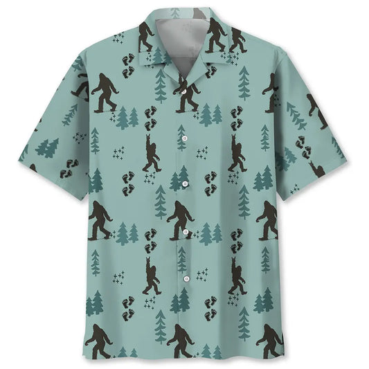 Bigfoot Pine Hawaiian Shirt For Coastal Travel, Casual Events, And Comfortable Summer Wear