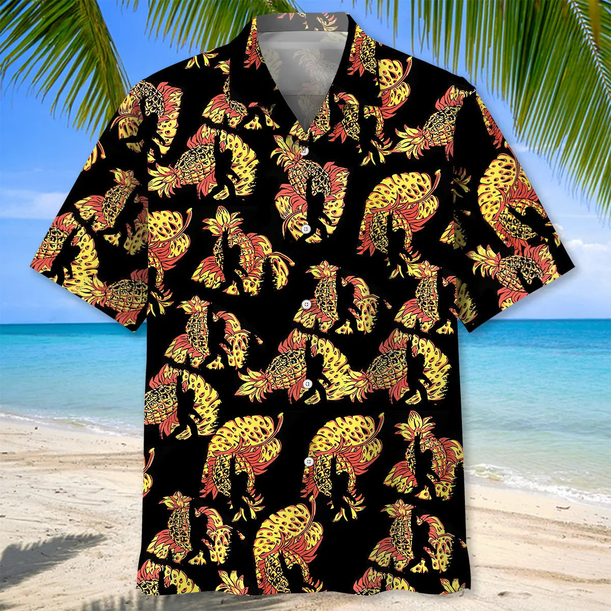 Bigfoot Pineapple Hawaiian Shirt For Animal Lovers, Beach Travel, And Casual Summer Style