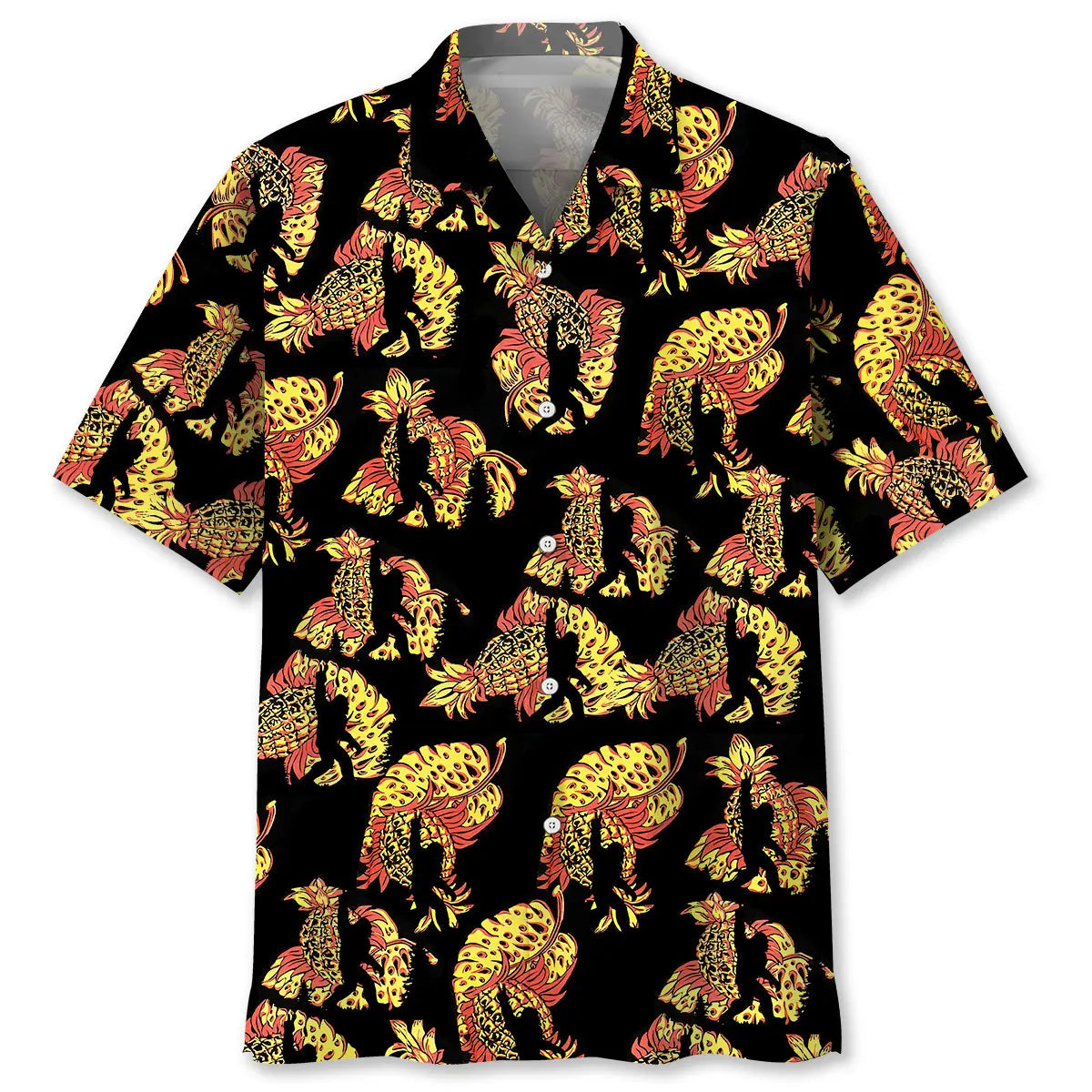 Bigfoot Pineapple Hawaiian Shirt For Animal Lovers, Beach Travel, And Casual Summer Style