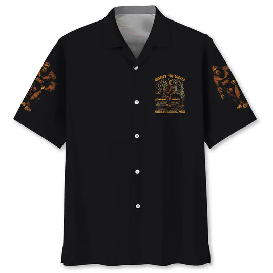 Bigfoot Respect Locals National Park Hawaiian Shirt For Nature Fans, Resort Trips, And Comfortable Warm Weather Wear