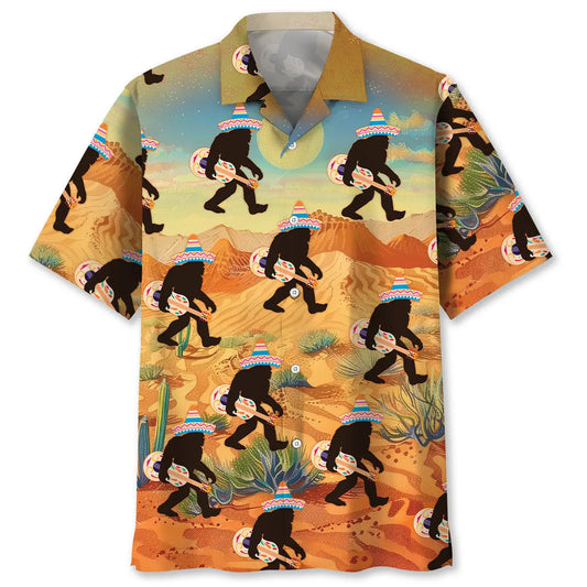 Bigfoot Sasquatch Poncho Desert Hawaiian Shirt For Beach Days, Summer Outings, And Thoughtful Gift Giving