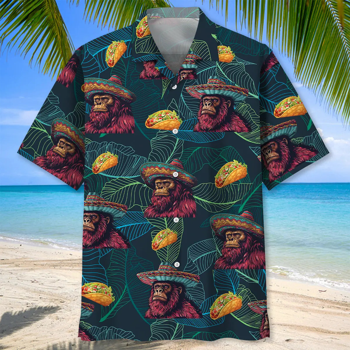 Bigfoot Sasquatch Poncho Tacos Hawaiian Shirt For Coastal Getaways, Outdoor Gatherings, And Thoughtful Gift Giving