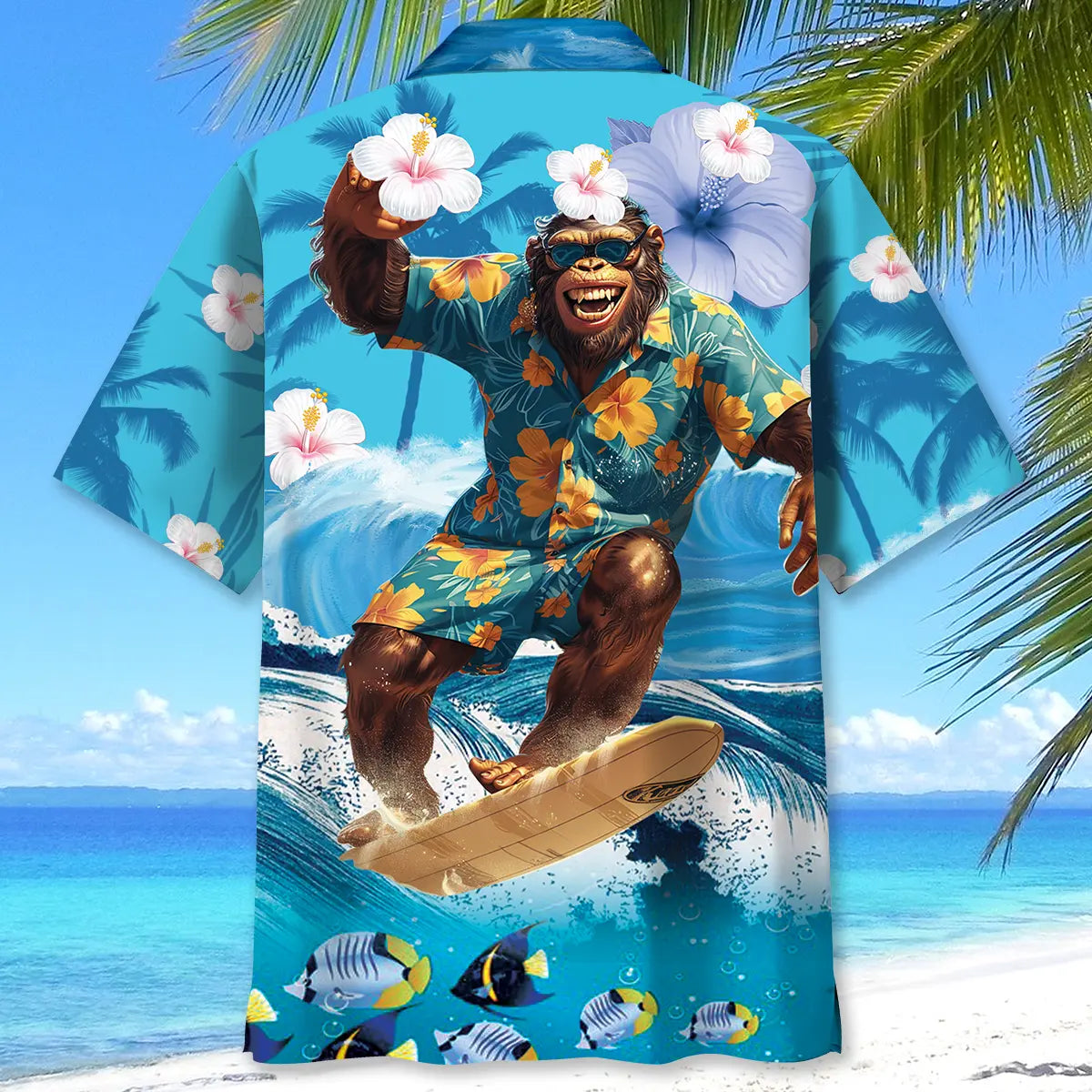 Bigfoot Surfing Hawaiian Shirt For Island Vacations, Resort Wear, And Relaxed Seasonal Style