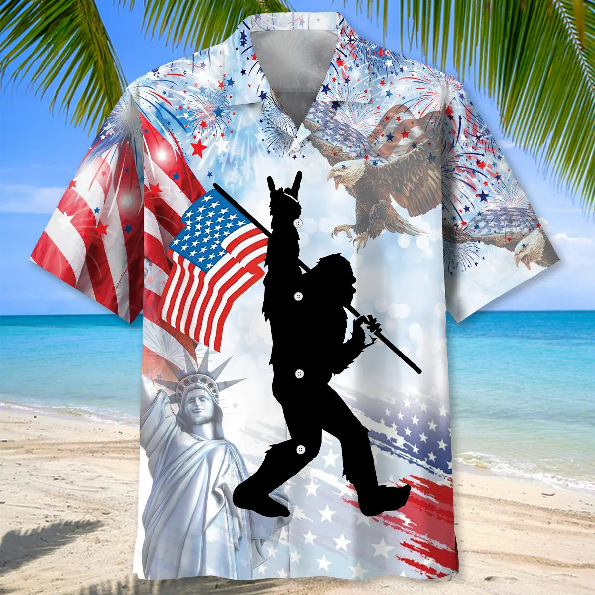 Bigfoot USA Hawaiian Shirt For Weekend Escape And Vacation Outfit