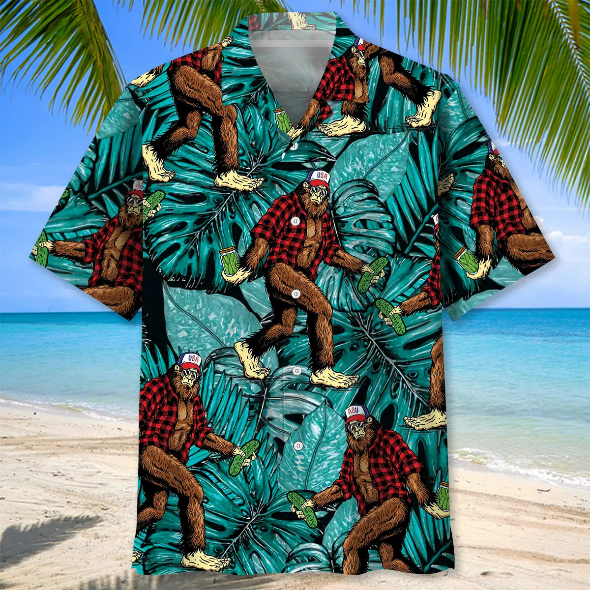 Bigfoot Pickle Hawaiian Shirt For Resort Trips, Coastal Parties, And Warm Weather Style