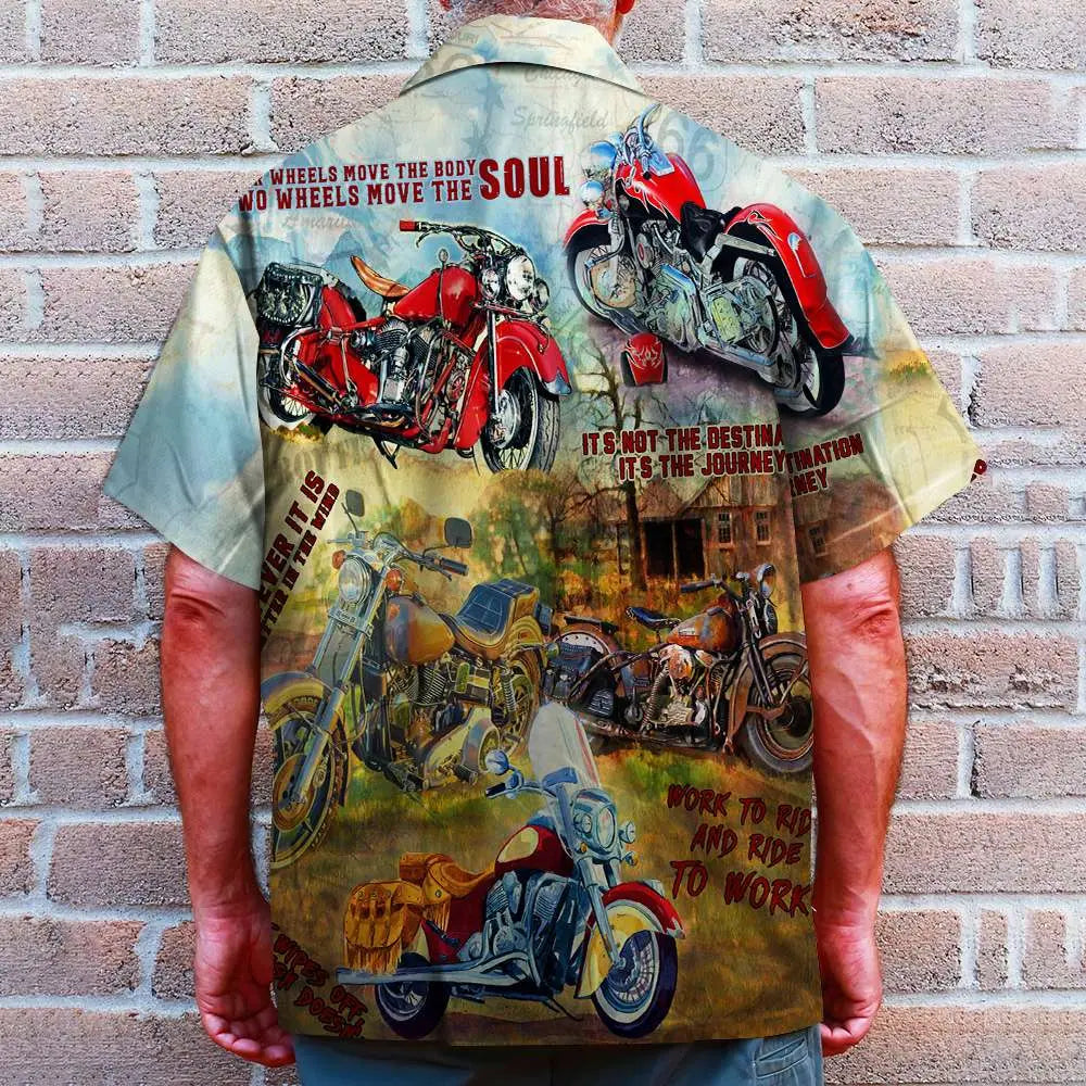 Island Summer Biker Aloha Work Ride Hawaiian Shirt For Tropical Holidays, Resort Trips, And Relaxed Coastal Style