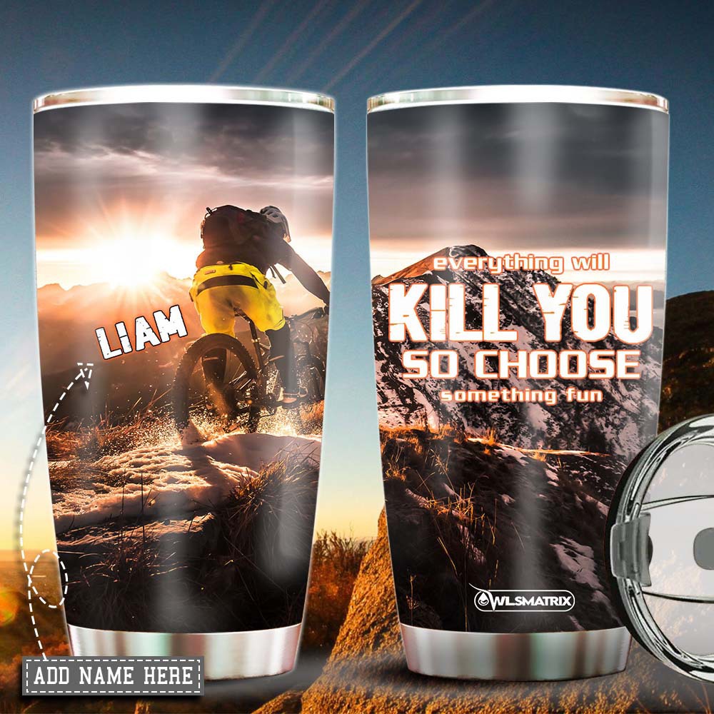 Bike Mountain Biking Adventure Personalized 20 Oz Tumbler For Coffee Travel And Daily Drinks